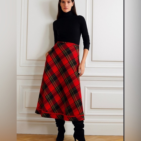 Vintage Britches Tartan Print Midi Skirt size 8 Preppy Academua Twee Christmas - Picture 1 of 4